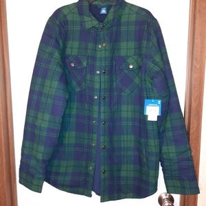 BOYS ARIZONA  FLEECE LINED JACKET,  GREEN AND NAVY PLAID SIZE XL 18/20
